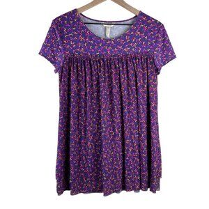 Matilda Jane Purple Walking On A Cloud Short Sleeve Tunic Blouse
